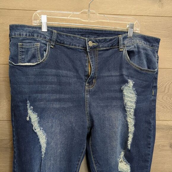 Women’s Plus Size 4X High Waisted Skinny Jeans | Stretch Denim, Distressed Style - Picture 2 of 6